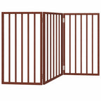 Black freestanding dog gate, three-panel folding wooden pet barrier made of poplar wood with a water-based paint finish.