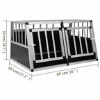 Car dog crate with measurement diagram showing dimensions 89 x 69 x 50 cm (width x depth x height) on white background