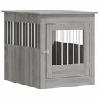 Grey Sonoma dog crate furniture with ventilated steel wire panels and front latch door