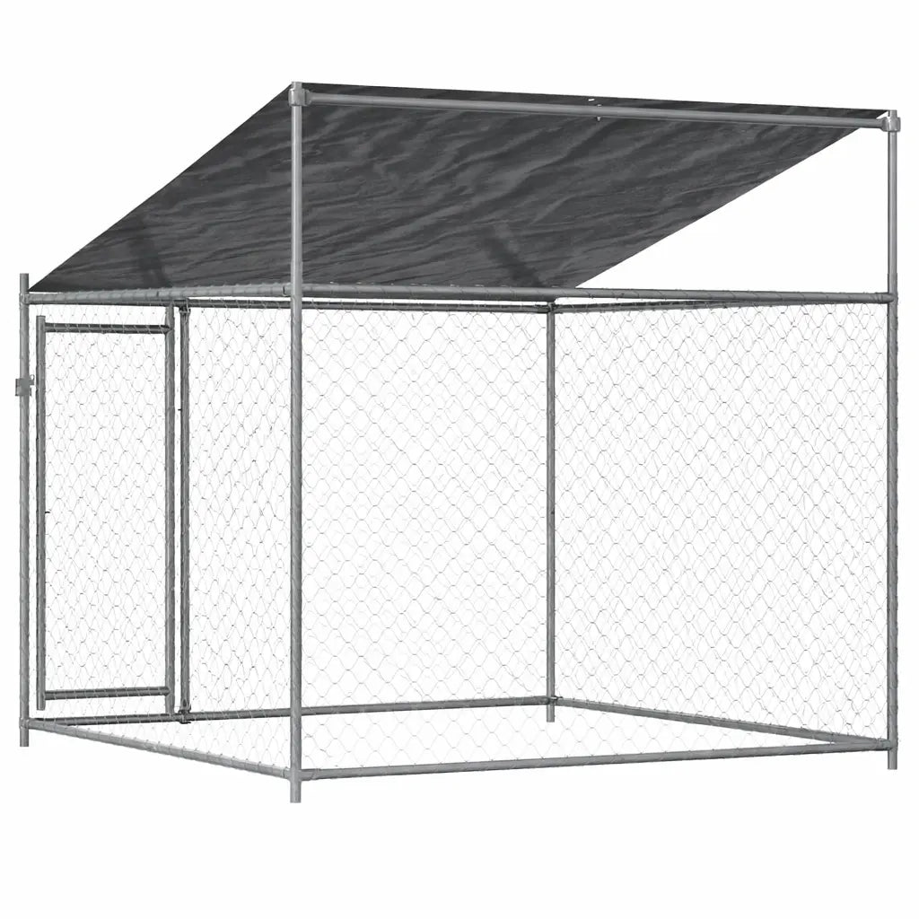 Back View Outdoor Dog Kennel with Roof and Door in White Background