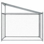Side View Outdoor Dog Kennel with Roof and Door in White Background