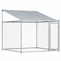 Outdoor Dog Kennel with Roof and Door in White Background