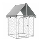 Outdoor Dog Kennel with Roof on White Background