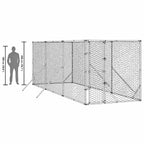 Scale comparison showing the 2 metre high dog run next to an 1.8 metre tall human silhouette