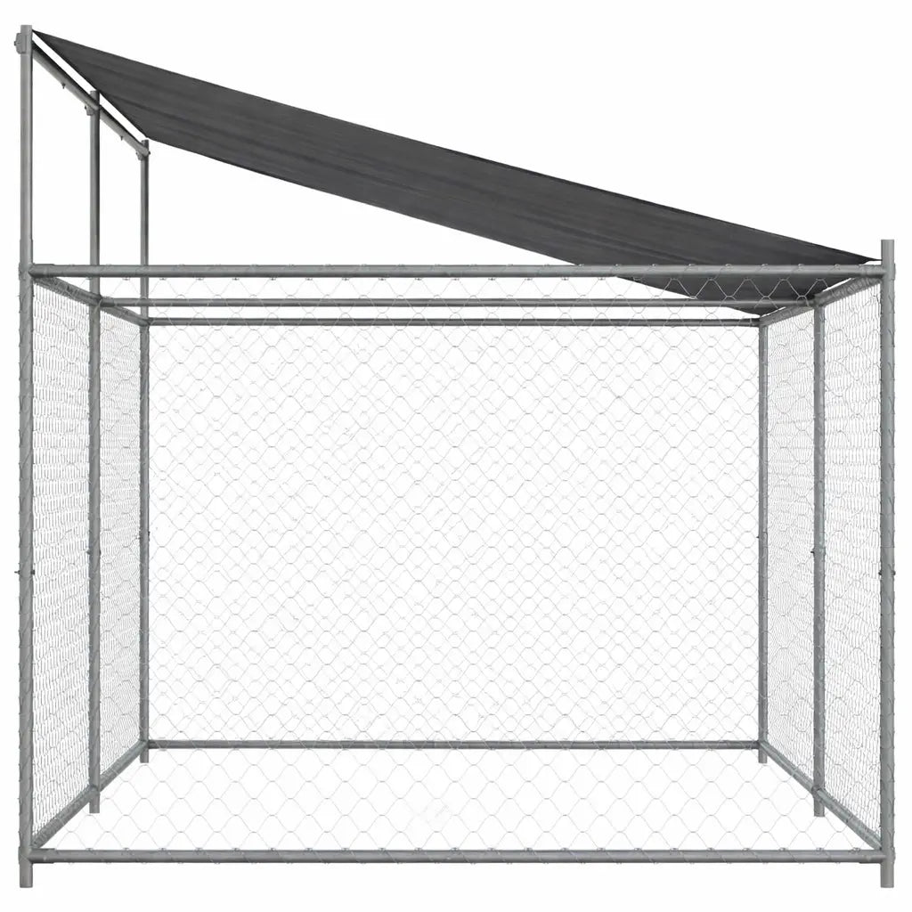 Side angle outdoor metal dog kennel with roof 4x2x2m